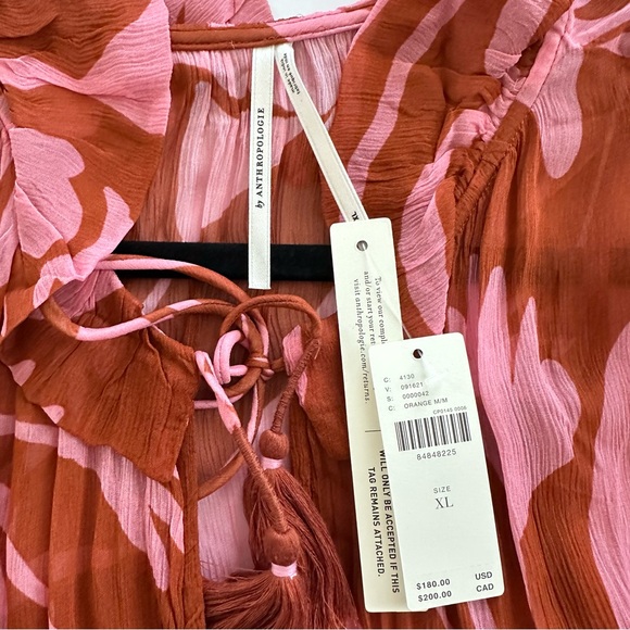 Anthropologie The Marais Printed Chiffon Maxi Dress in Medium Orange | XL | NWT - Picture 12 of 15